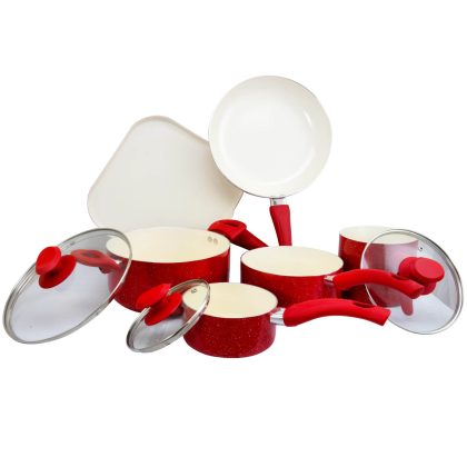 Oster Cocina San Jacinto Aluminum Cookware Set in Red Speckled Finish