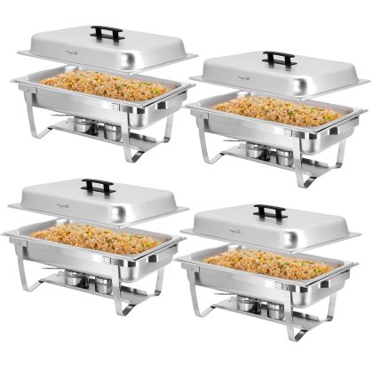 MegaChef 9.5 Quart Foldable Stainless Steel Professional Chafing Dish/Food Warmer/Buffet Server Serving Trays