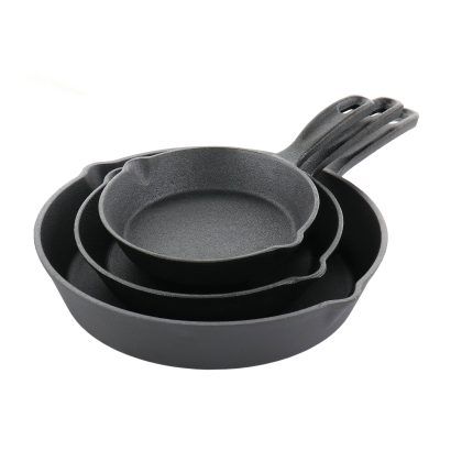 Oster Castaway 3 Piece Cast Iron Pre-Seasoned Frying Pans