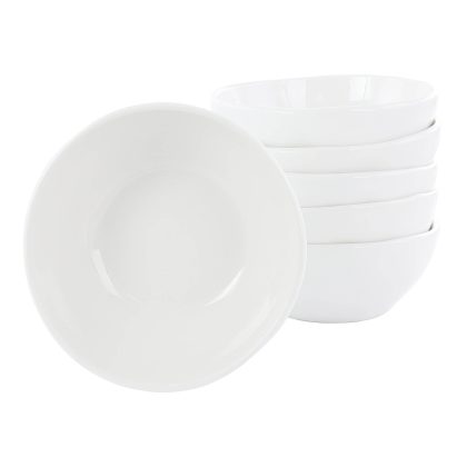 Our Table Simply White 6 Piece 6.25 Inch Organic Texture Porcelain Cereal Bowl Set