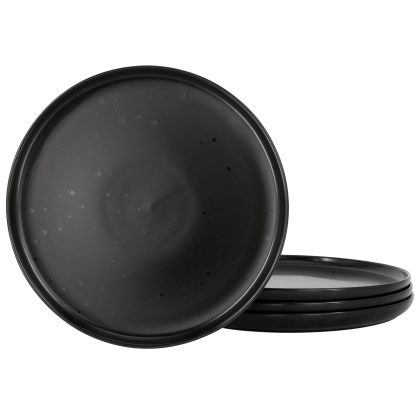 Our Table Landon 4 Piece 8.4 Inch Round Stoneware Salad Plate Set in Pepper