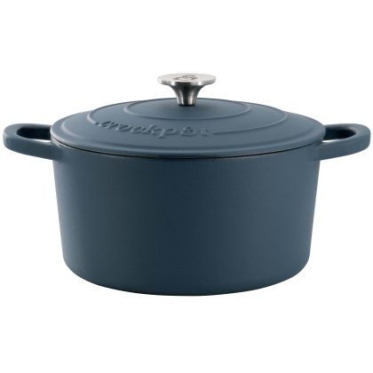 Crockpot Artisan 7 Quart Enameled Cast Iron Dutch Oven in Matte Navy Blue
