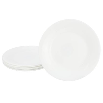 Gibson Ultra White Shadow 6 Piece 7 Inch Opal Glass Dessert Plate Set in White
