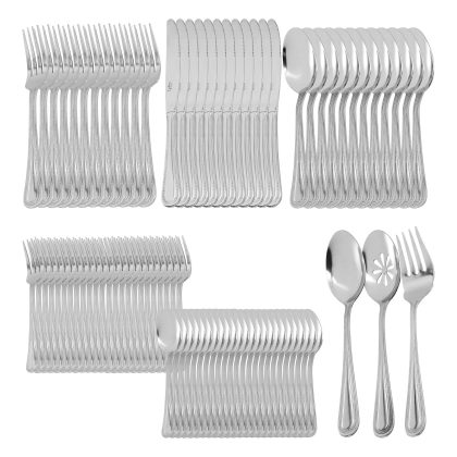 Gibson Home 87 Piece Stainless Steel Flatware and Serving Utensil Set in Silver