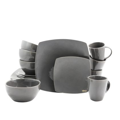 Gibson Home Soho Lounge Square Dinnerware Set in Gray