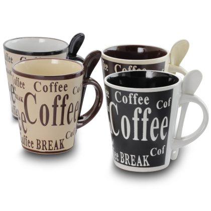 Gibson Bareggio 8 Piece 13 Ounce Coffee Mug with Spoon Set