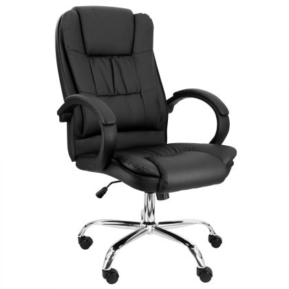 Elama High Back Adjustable Faux Leather Office Chair in Black