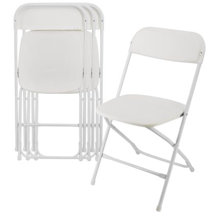 Elama 4 Piece Plastic Folding Chair in White