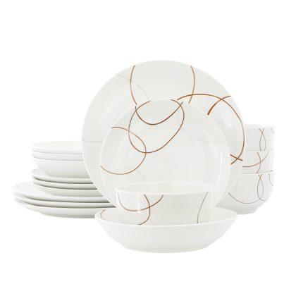 Elama Sydney 16 Piece Porcelain Double Bowl Dinnerware Set