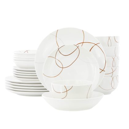 Elama Sydney 24 Piece Porcelain Double Bowl Dinnerware Set