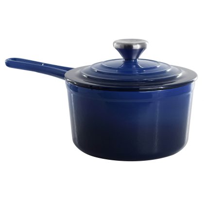 MegaChef 2 Quart Enameled Cast Iron Sauce Pan in Gradient Dark Blue