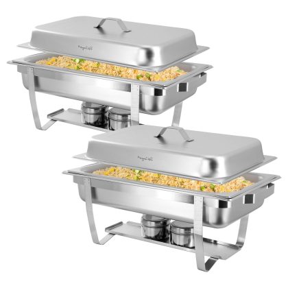 MegaChef 9.5 Quart Stackable Stainless Steel Professional Chafing Dish/Food Warmer/Buffet Server Serving Trays