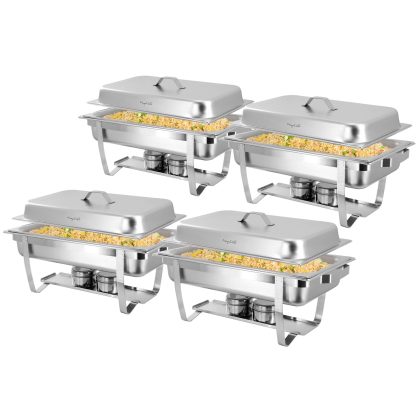 MegaChef 9.5 Quart Stackable Stainless Steel Professional Chafing Dish/Food Warmer/Buffet Server Serving Trays
