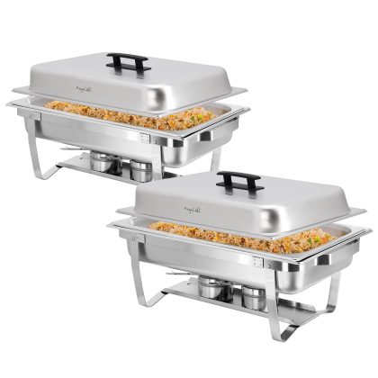 MegaChef 9.5 Quart Foldable Stainless Steel Professional Chafing Dish/Food Warmer/Buffet Server Serving Trays