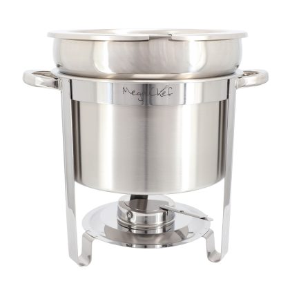 MegaChef 7.4 Quart Round Stainless Steel Soup Professional Chafing Dish/Food Warmer/Buffet Server Serving Trays