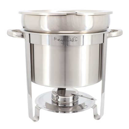 MegaChef 11.6 Quart Round Stainless Steel Professional Soup Chafing Dish in Silver