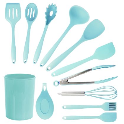 MegaChef Light Teal Silicone Cooking Utensils