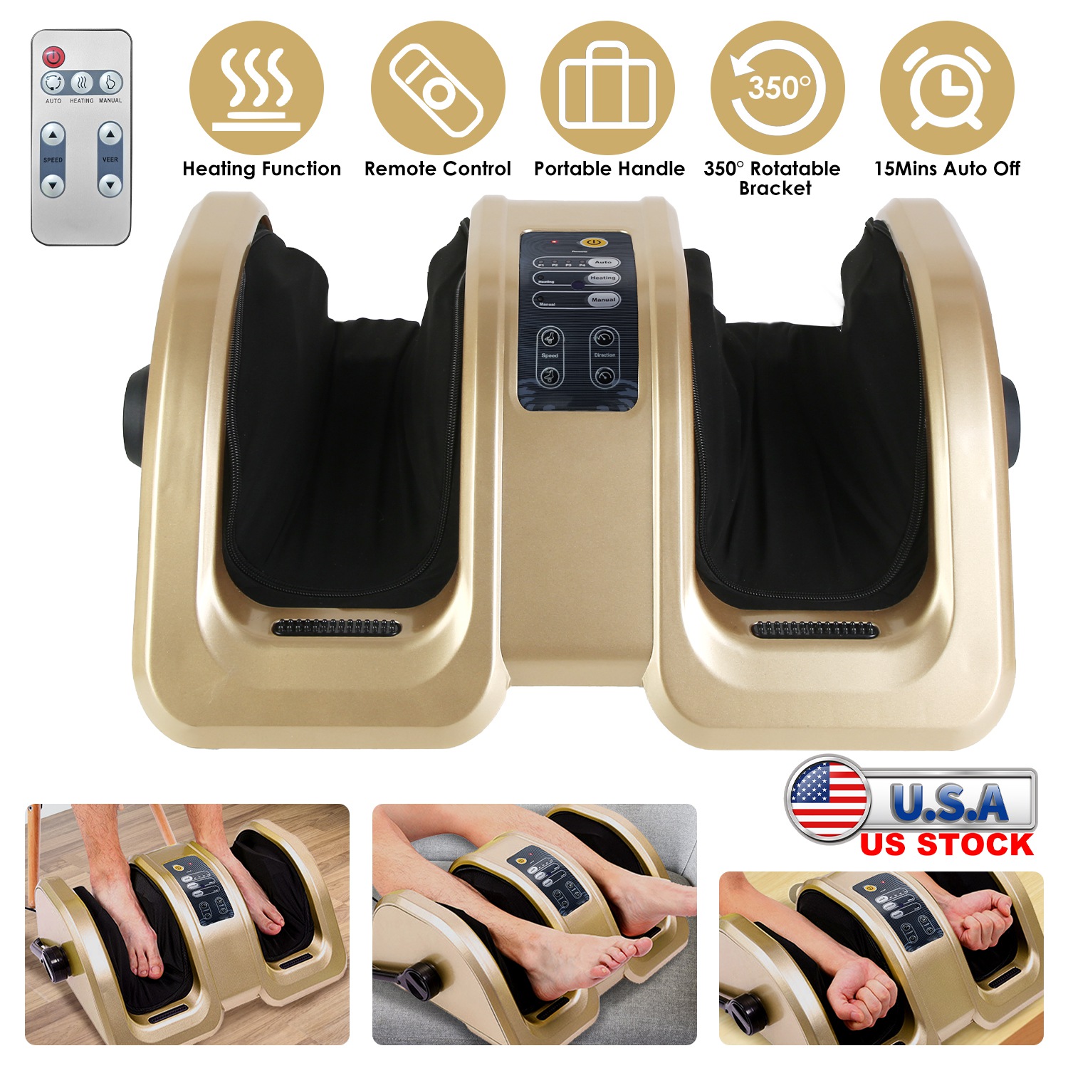 Shiatsu Foot Massager Electric Foot Massaging Machine Feet Kneading Massager with Auto/Manual Modes Heating Function 15Mins Auto Off 350° Rotable Supp - Image 6