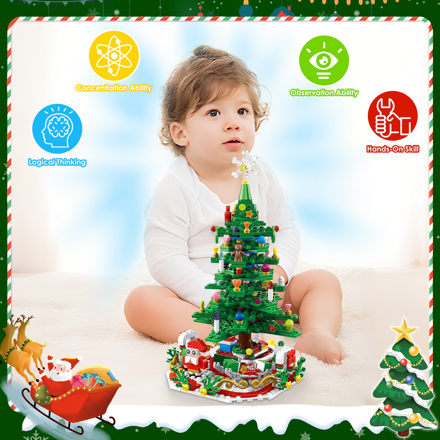 2025 Christmas Tree Building Set With LED Light Tabletop Christmas Building Block 24 Days Christmas Countdown Calendar for Boys Girls 3-6 - Image 7