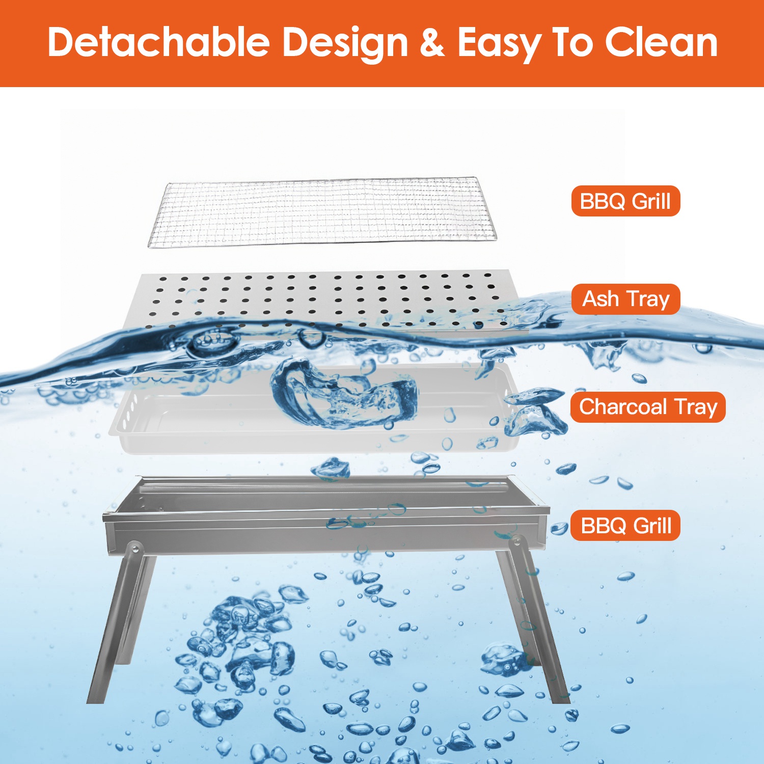 Foldable Charcoal BBQ Grill Stainless Steel Grill Net Easy Setup Portable Tabletop Barbecue Grill for Camping Picnic Outdoor Party Backyard - Image 10