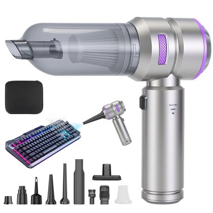 16000PA Handheld Car Vacuum Cleaner With Brushless Motor 2 Reusable Filters 4 In 1 Portable Cordless Compressed Air Duster & Blower for Car Office Hom