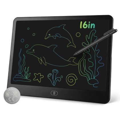 LCD Writing Tablet for Kids, Reusable Doodle Board with Stylus & Lock Function, One-Touch Erase Drawing Pad for Boys Girls Toddler Travel Learning Toy