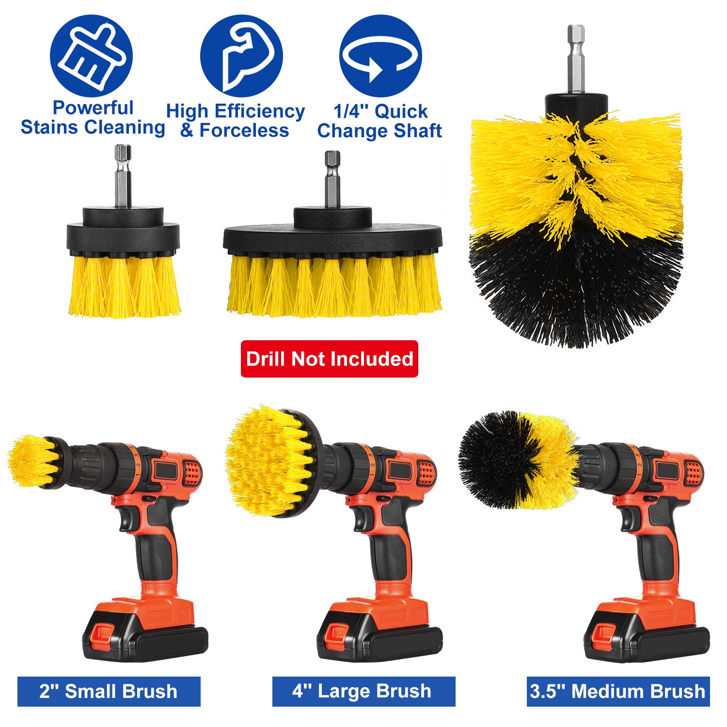 3Pcs/Set Drill Brush Power Scrubber Cleaning Brush for Car Carpet Wall Tile Tub Cleaner Combo - Image 5