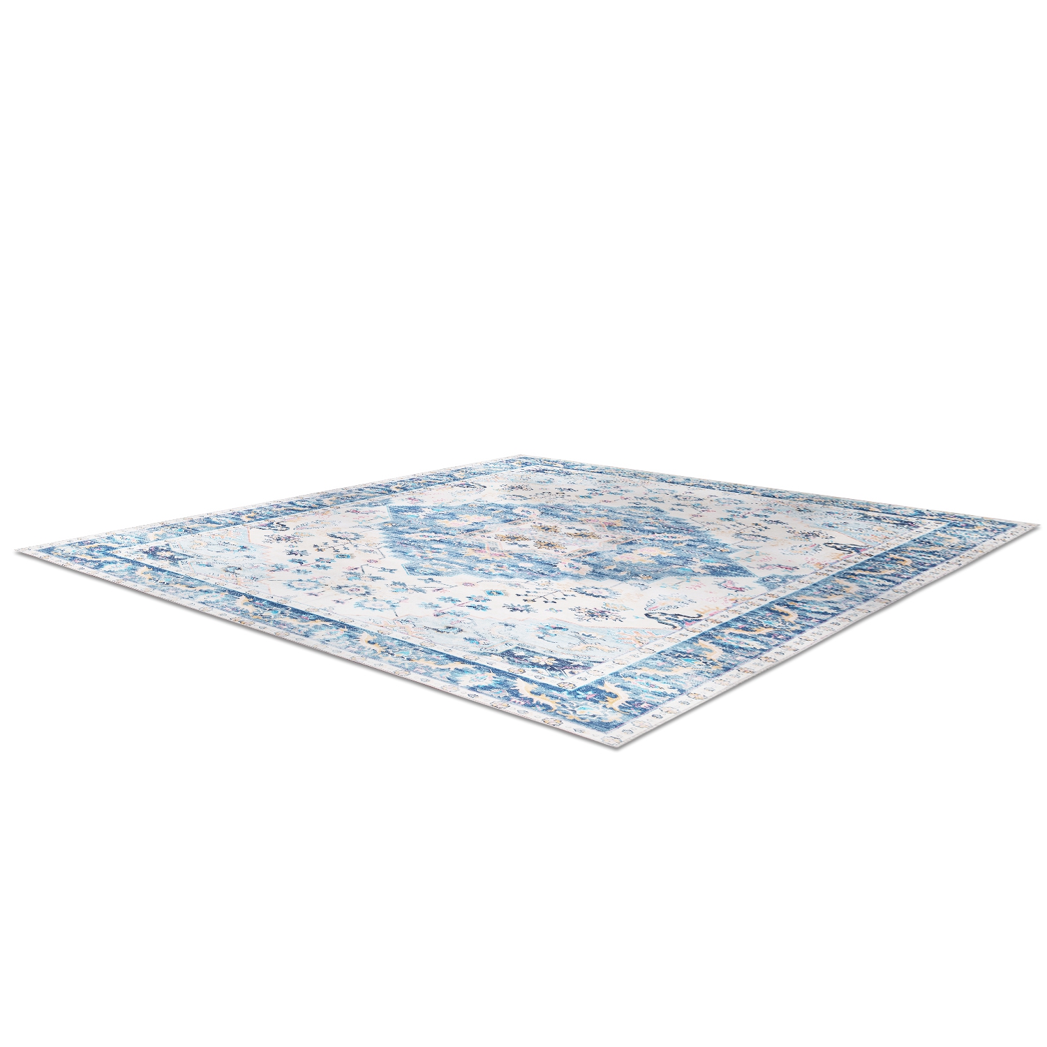 6x9FT Vintage Area Rug Modern Non Slip Carpet Boho Low Pile Soft Rug Waterproof Machine Washable Rug for Living Room Bedroom Kitchen Dining Room Under - Image 5
