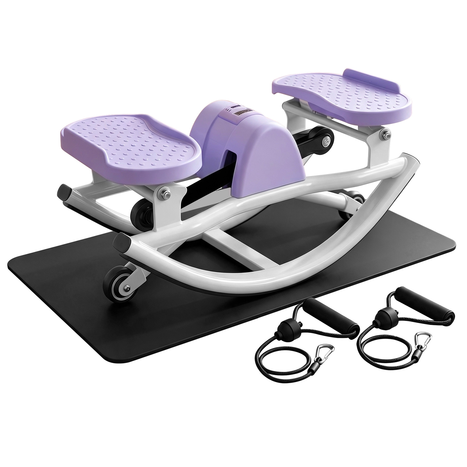 Swing Stepper Machine, Compact Mini Stepper with Resistance Bands, Non-Slip Exercise Mat & LCD Monitor, Full-Body Aerobic Fitness Step Machine for Hom