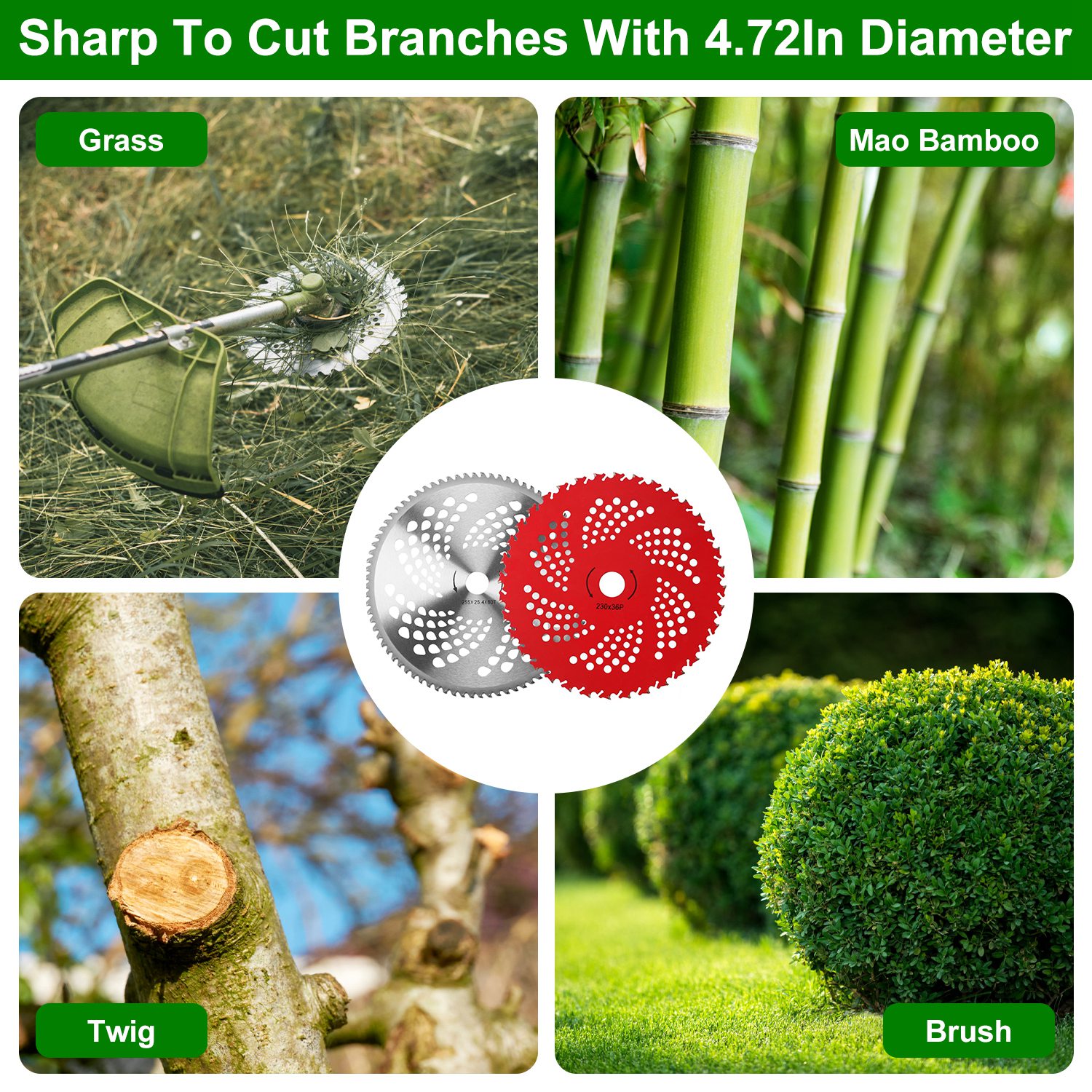 10" x 80T 9" x 36T Carbide Tip Brush Cutter Blades with Universal Adapter Kit Alloy Steel Blades Compatible with Brush Cutter Trimmer Weed Eater - Image 9