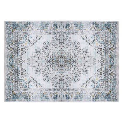 6x9FT Vintage Area Rug Modern Non Slip Carpet Boho Low Pile Soft Rug Waterproof Machine Washable Rug for Living Room Bedroom Kitchen Dining Room Under