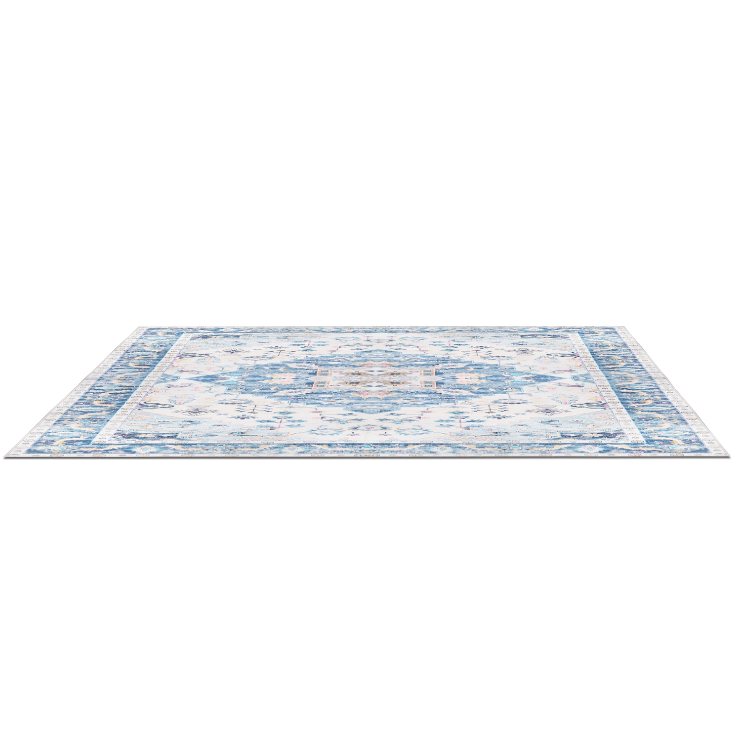 6x9FT Vintage Area Rug Modern Non Slip Carpet Boho Low Pile Soft Rug Waterproof Machine Washable Rug for Living Room Bedroom Kitchen Dining Room Under - Image 4