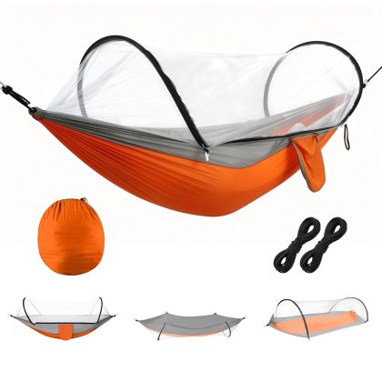 Camping Hammock with Mosquito Net 3-in-1 Portable Hammock Tent with Built In Mosquito Net Dual-Way Zippers 440lbs Capacity Attached Storage Pocket for