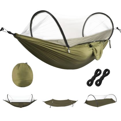 Camping Hammock with Mosquito Net 3-in-1 Portable Hammock Tent with Built In Mosquito Net Dual-Way Zippers 440lbs Capacity Attached Storage Pocket for