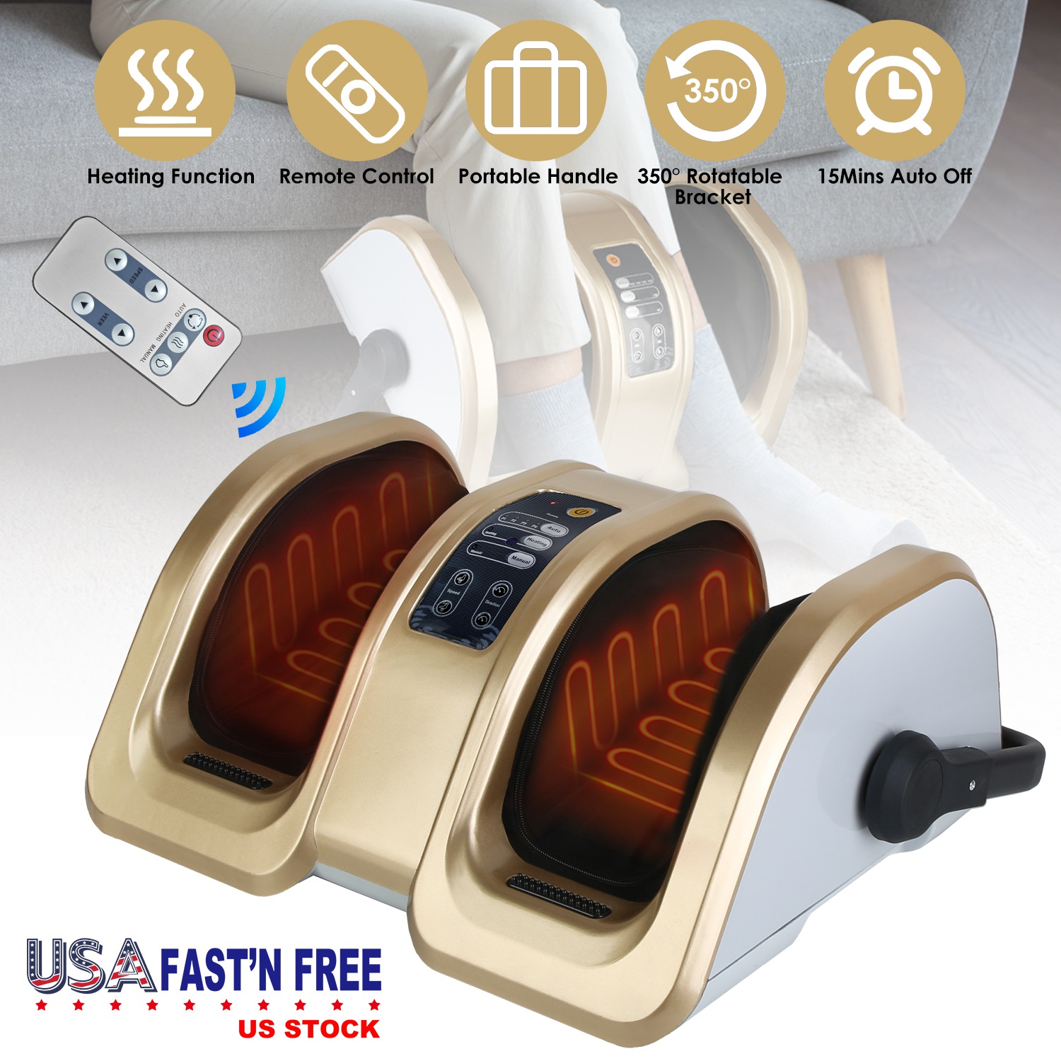 Shiatsu Foot Massager Electric Foot Massaging Machine Feet Kneading Massager with Auto/Manual Modes Heating Function 15Mins Auto Off 350° Rotable Supp - Image 8