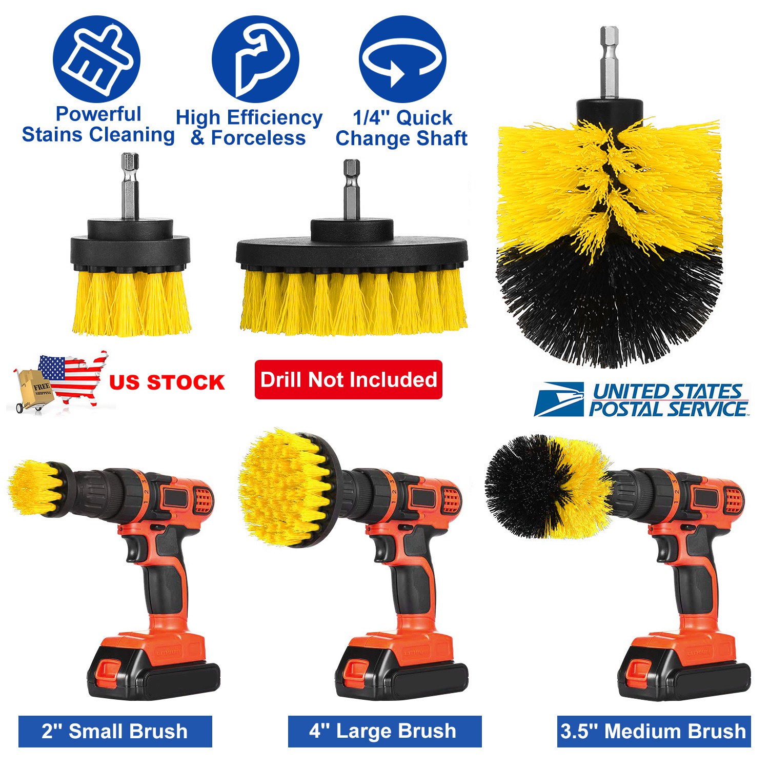 3Pcs/Set Drill Brush Power Scrubber Cleaning Brush for Car Carpet Wall Tile Tub Cleaner Combo - Image 4