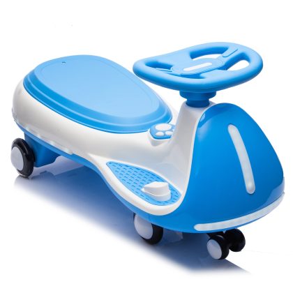 12V Kids Electric Wiggle Ride On Car, 2-in-1 Battery Powered Twist Car with Wireless Music, Controllable LED Lights & Flashing PU Wheels, Stable Frame