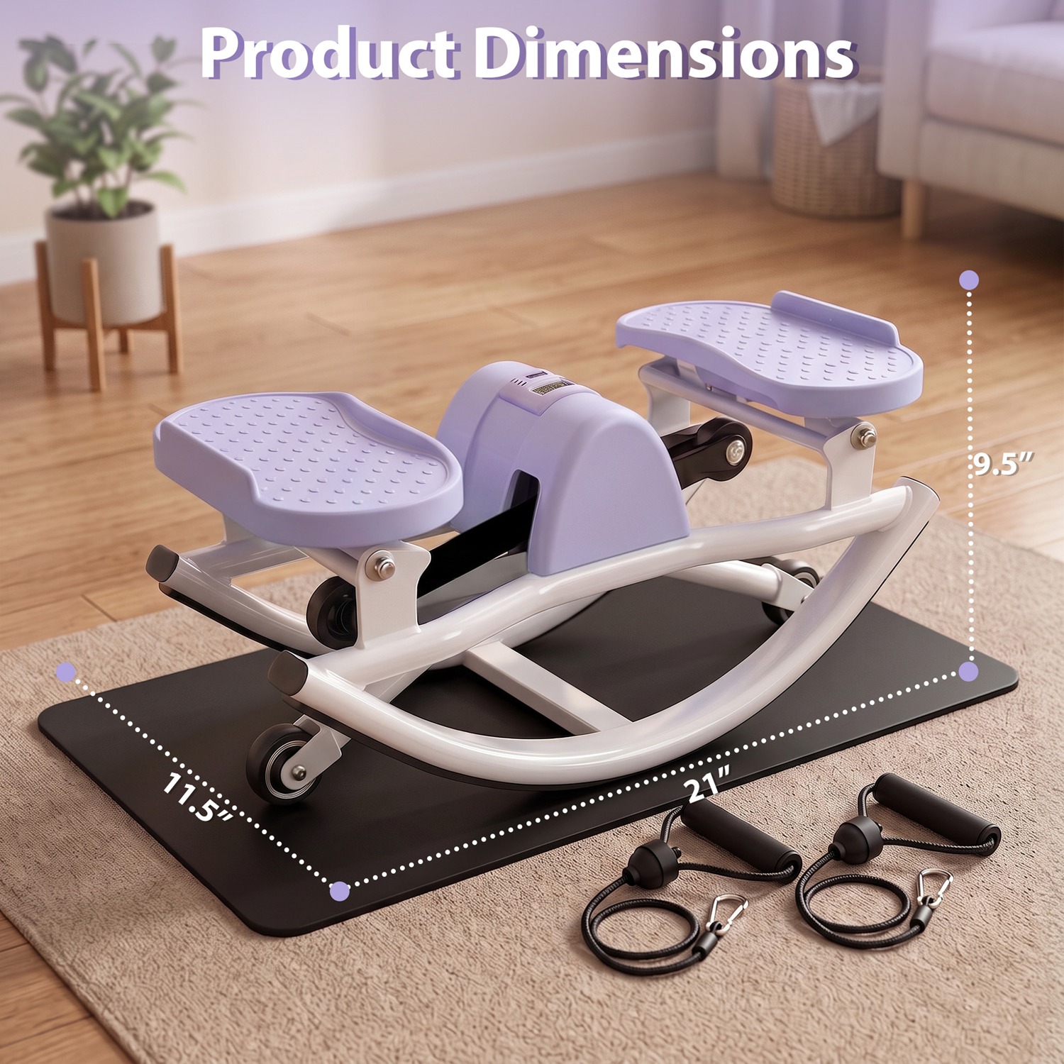Swing Stepper Machine, Compact Mini Stepper with Resistance Bands, Non-Slip Exercise Mat & LCD Monitor, Full-Body Aerobic Fitness Step Machine for Hom - Image 5