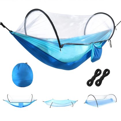 Camping Hammock with Mosquito Net 3-in-1 Portable Hammock Tent with Built In Mosquito Net Dual-Way Zippers 440lbs Capacity Attached Storage Pocket for