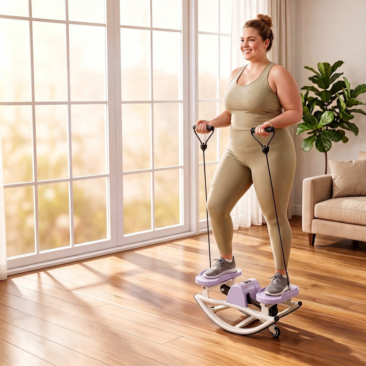 Swing Stepper Machine, Compact Mini Stepper with Resistance Bands, Non-Slip Exercise Mat & LCD Monitor, Full-Body Aerobic Fitness Step Machine for Hom - Image 2