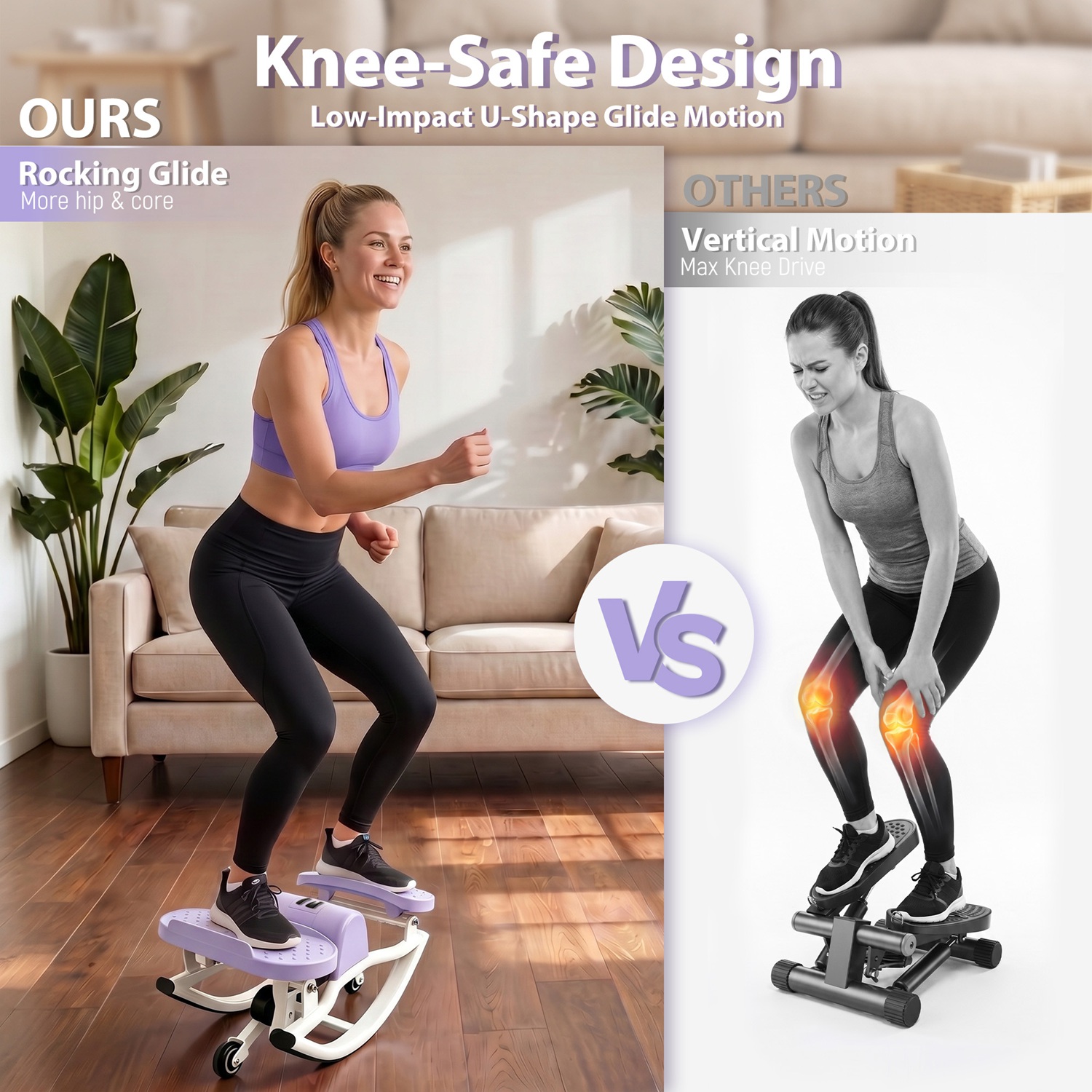 Swing Stepper Machine, Compact Mini Stepper with Resistance Bands, Non-Slip Exercise Mat & LCD Monitor, Full-Body Aerobic Fitness Step Machine for Hom - Image 9
