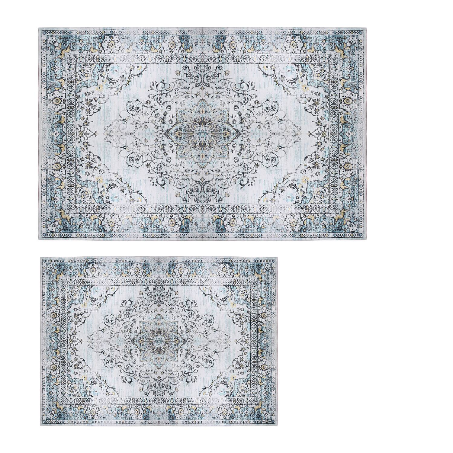 6x9FT Vintage Area Rug Modern Non Slip Carpet Boho Low Pile Soft Rug Waterproof Machine Washable Rug for Living Room Bedroom Kitchen Dining Room Under - Image 2