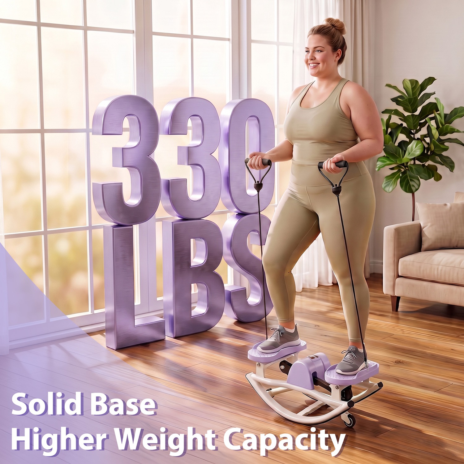 Swing Stepper Machine, Compact Mini Stepper with Resistance Bands, Non-Slip Exercise Mat & LCD Monitor, Full-Body Aerobic Fitness Step Machine for Hom - Image 10