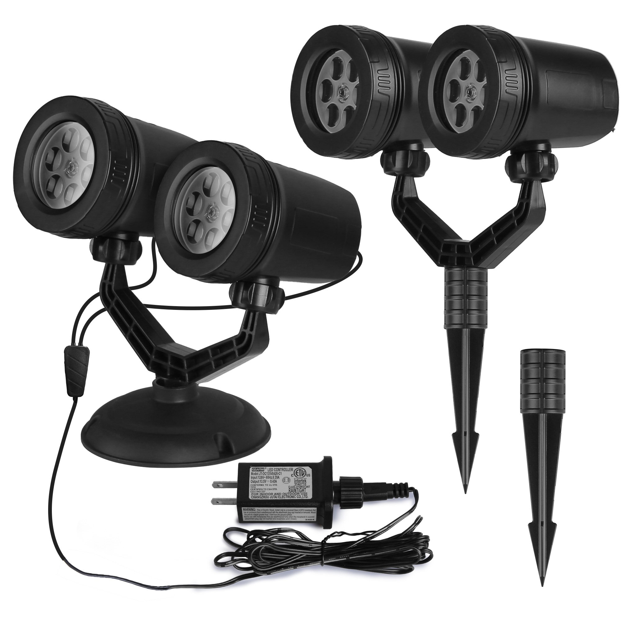 Christmas Snowflake Projector Light Dual-Head LED Stake Light IP44 Waterproof Xmas Decoration For Holiday Indoor Outdoor Use Garden Patio Wall Decor - Image 3
