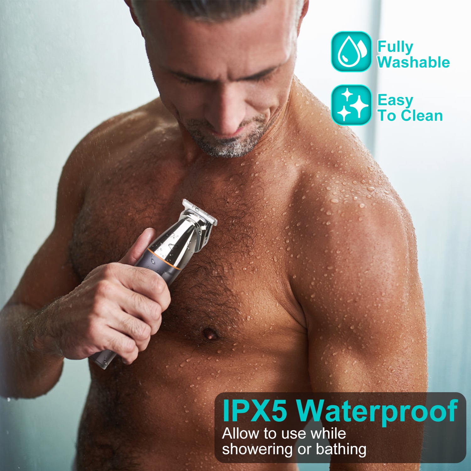 All In One Beard Trimmer for Men With 5 Trimmer Heads IPX5 Waterproof Electric Razor For Face Nose Body Beard Cordless Hair Shaver Clipper Grooming Ki - Image 9