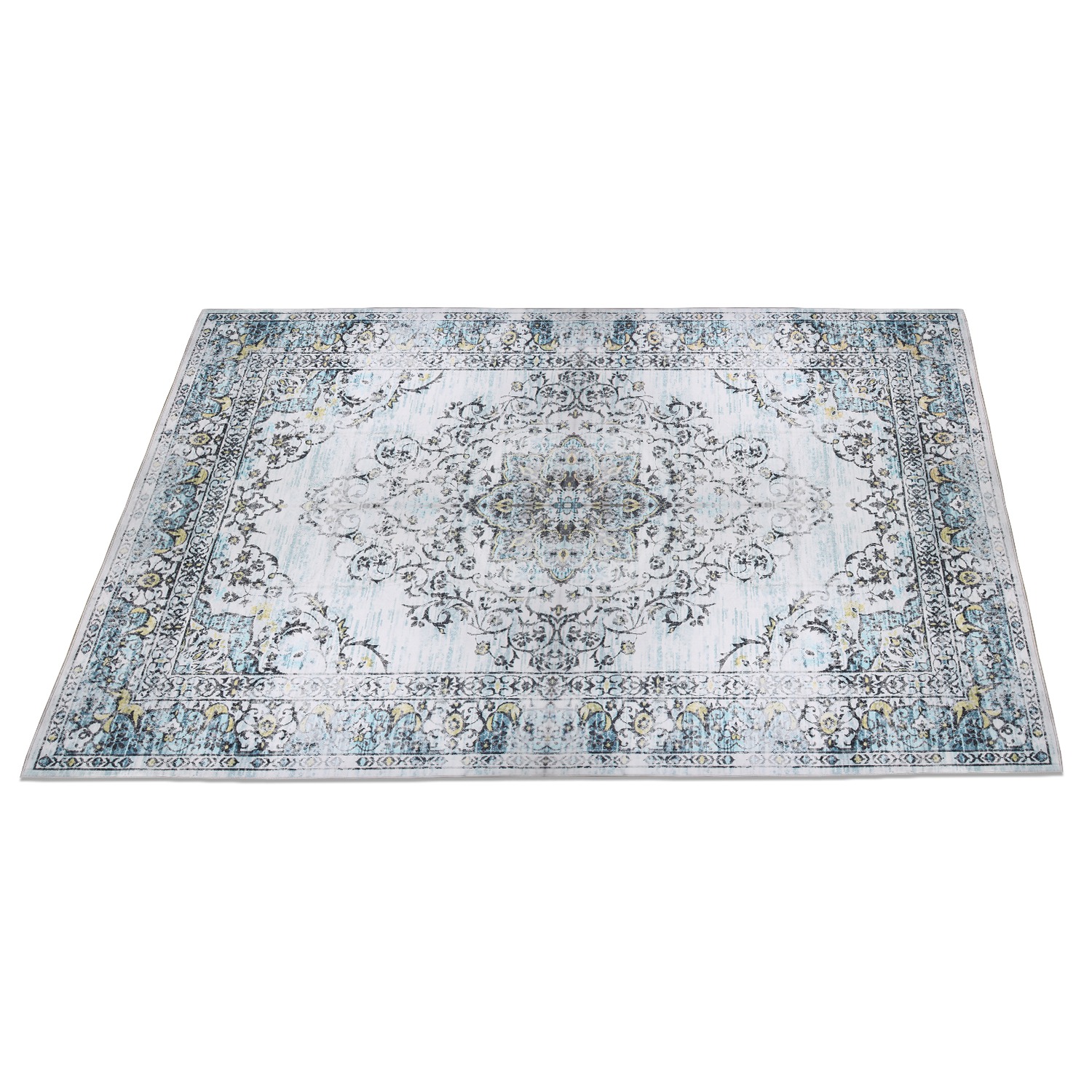8x10FT Vintage Area Rug Modern Non Slip Carpet Boho Low Pile Soft Rug Waterproof Machine Washable Rug for Living Room Bedroom Kitchen Dining Room Unde - Image 6