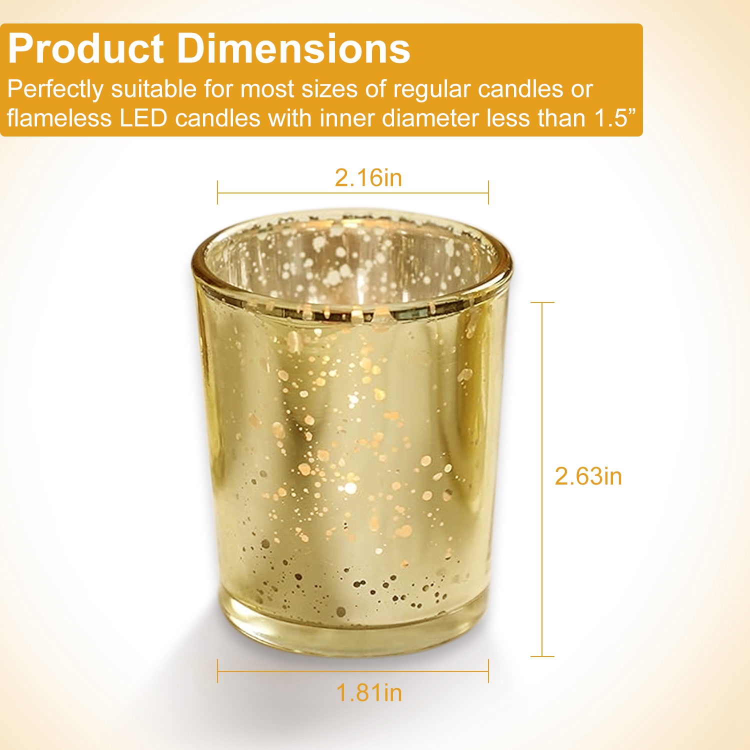 24Pcs Gold Votive Tealights Candle Holders Mercury Glass Shinny Candle Holders For Wedding Birthday Party Home Decoration Table Centerpiece - Image 9
