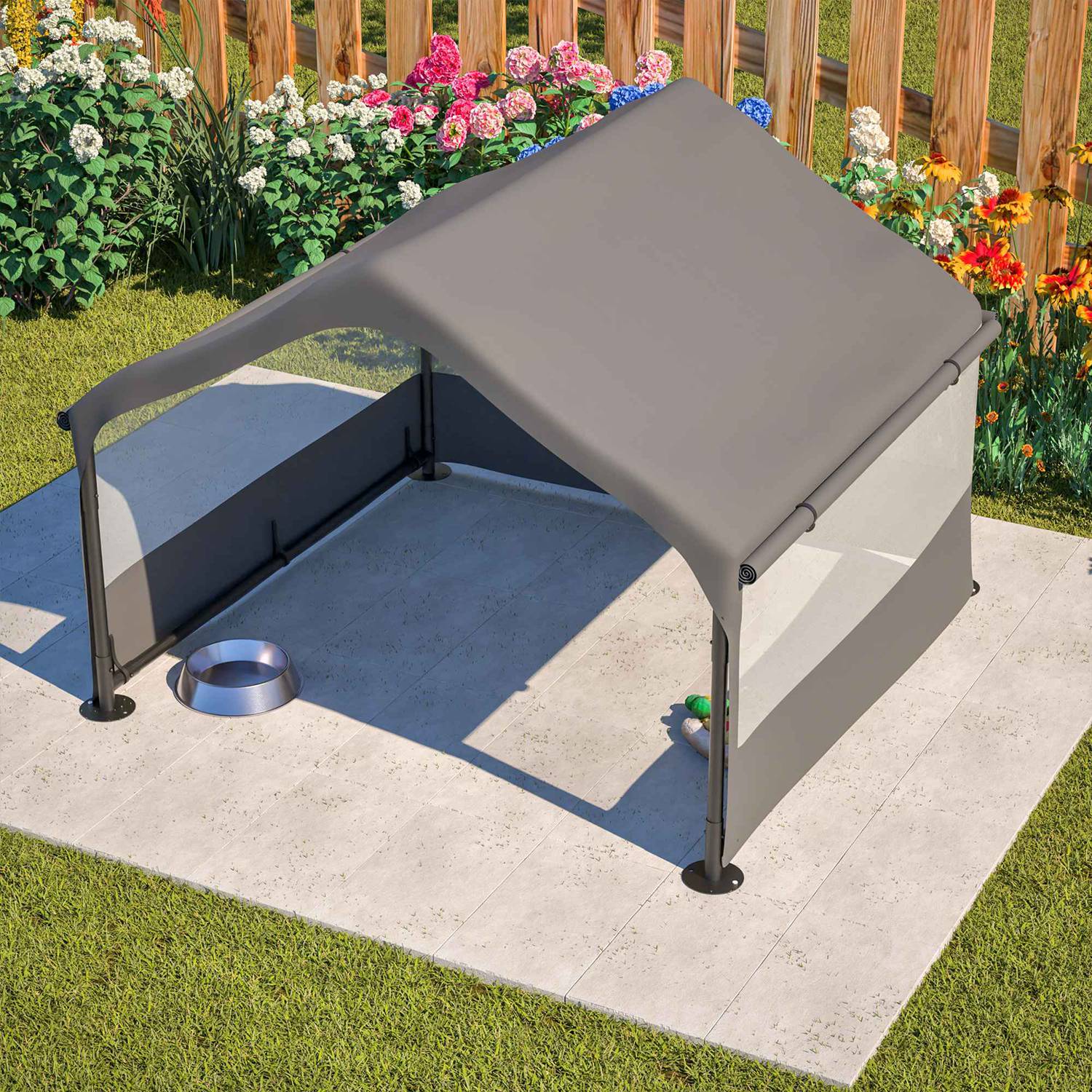 4'x4'x3' Extra Large Outdoor Dog House Tent Breathable Outdoor Enclosure with 3-Sided Roll-Up Mesh Windows Ground Stakes Storage Bag for Dogs, Cats - Image 4