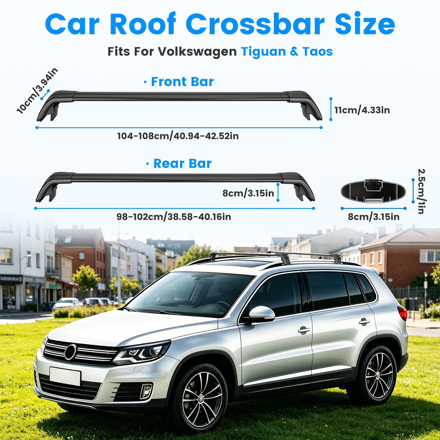 Roof Rack Cross Bars Fit for Volkswagen Tiguan 2018-2026 & Taos 2022-2026 with Factory Raised Side Rails Lockable Aluminum Roof Cargo Carrier Bars 330 - Image 10