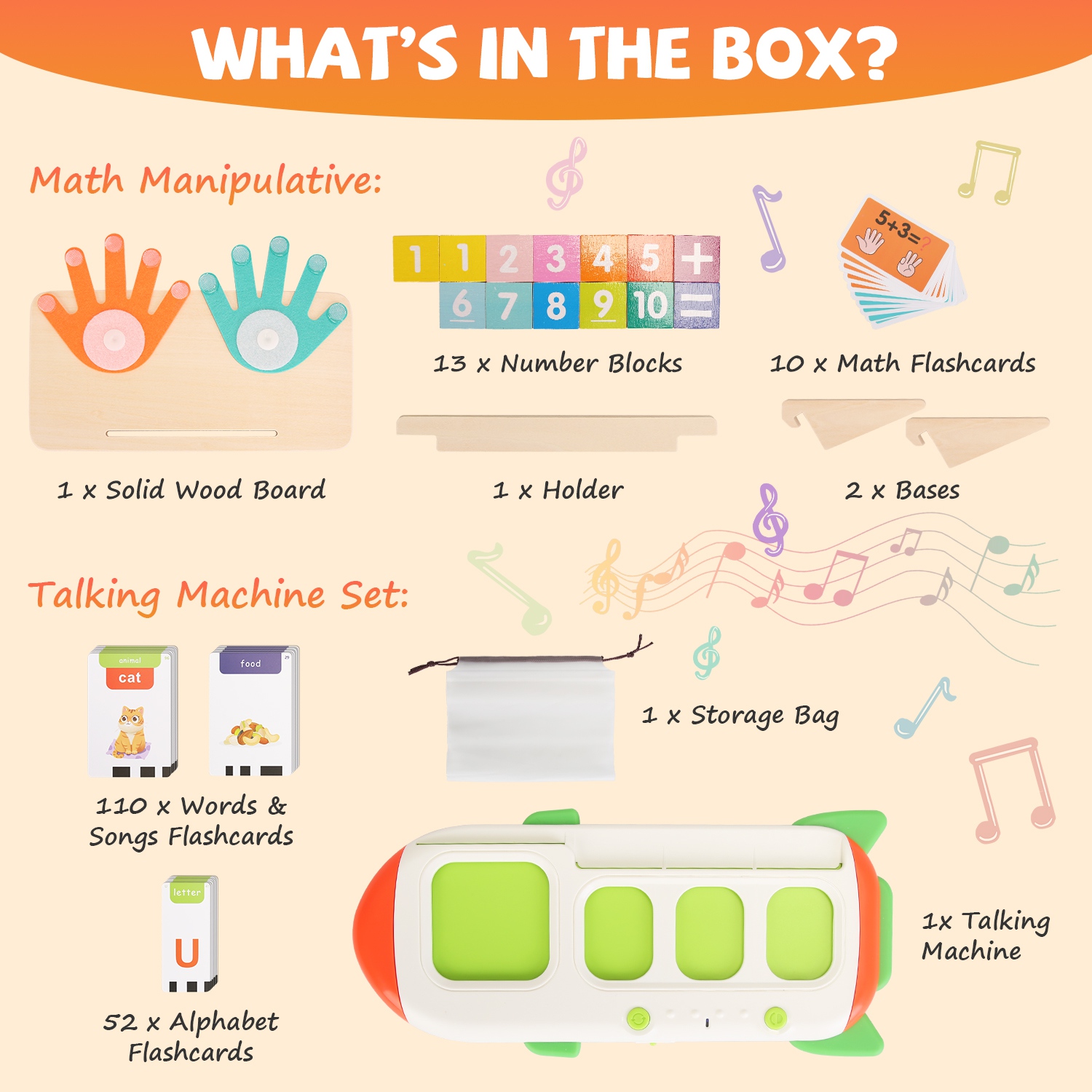 Talking Flash Cards and Finger Counting Math Board Interactive Learning Toys for Kids Aged 3+ Number Alphabet Words Song Learning - Image 8
